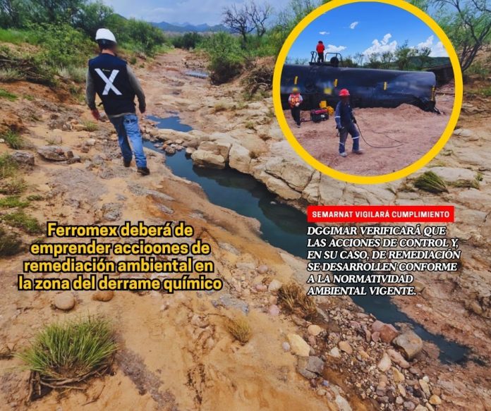 Ferromex deberá remediar daños por derrame químico en Naco: Profepa